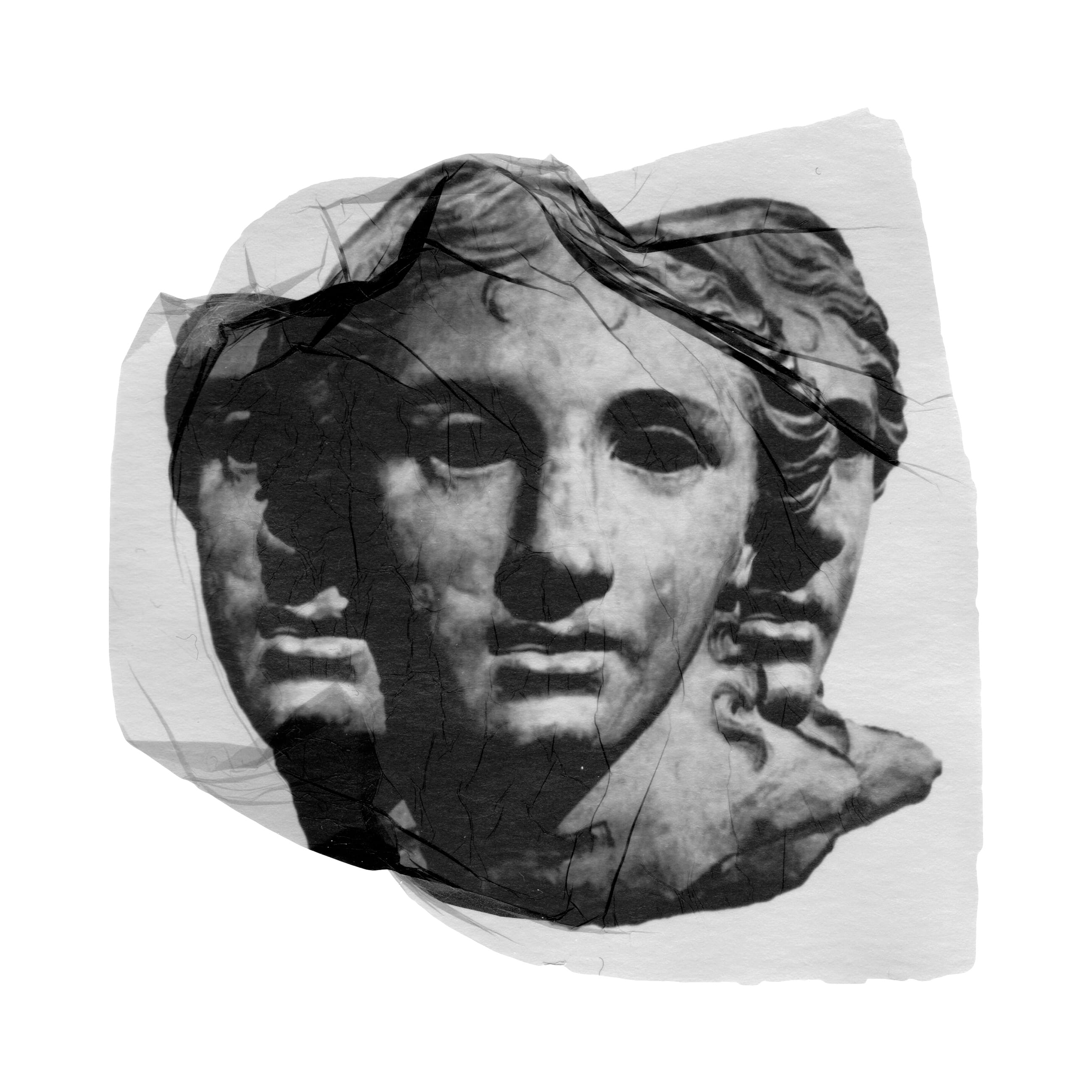 black and white image of a bust