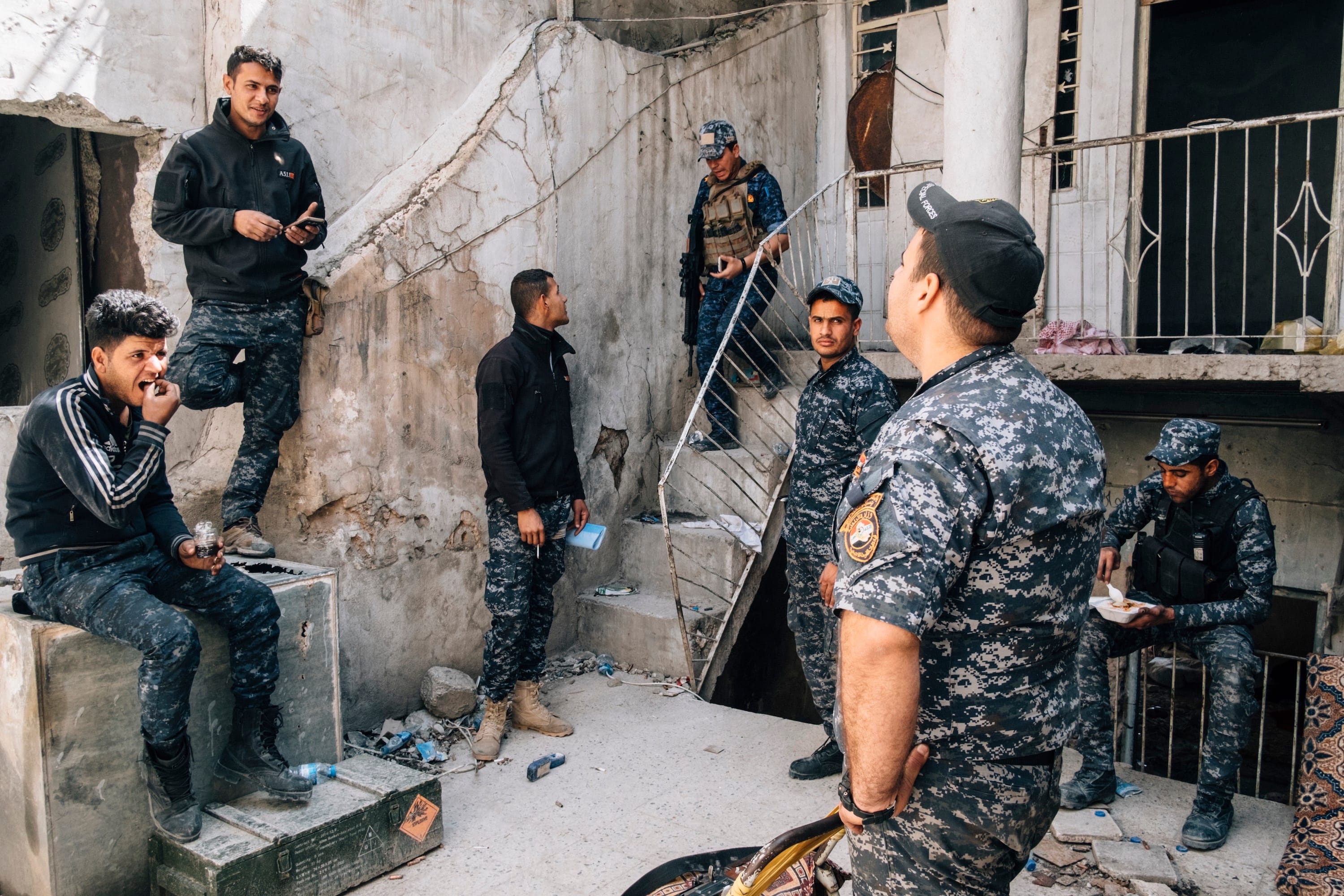 Soldiers hanging around, waiting